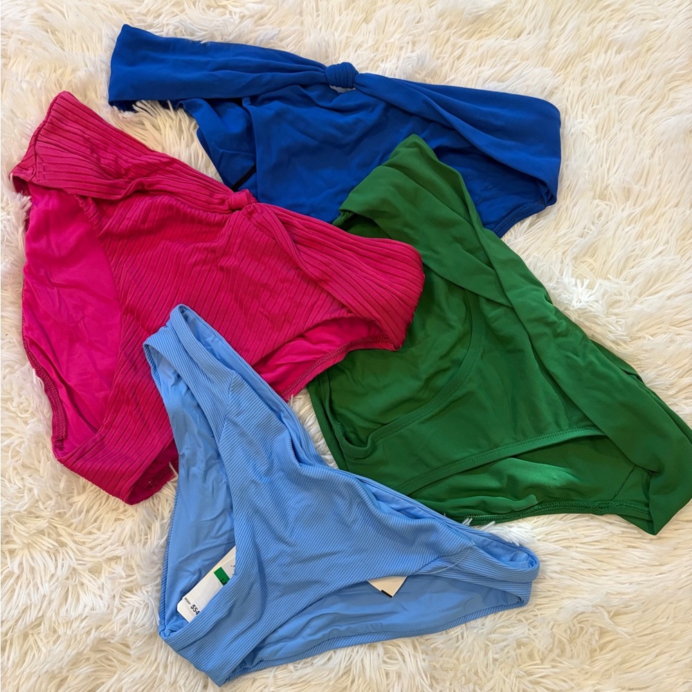 Lot of 4 Women’s Bikini Bottoms Size L Robin Piccone BECCA Swimwear NWT / NWOT